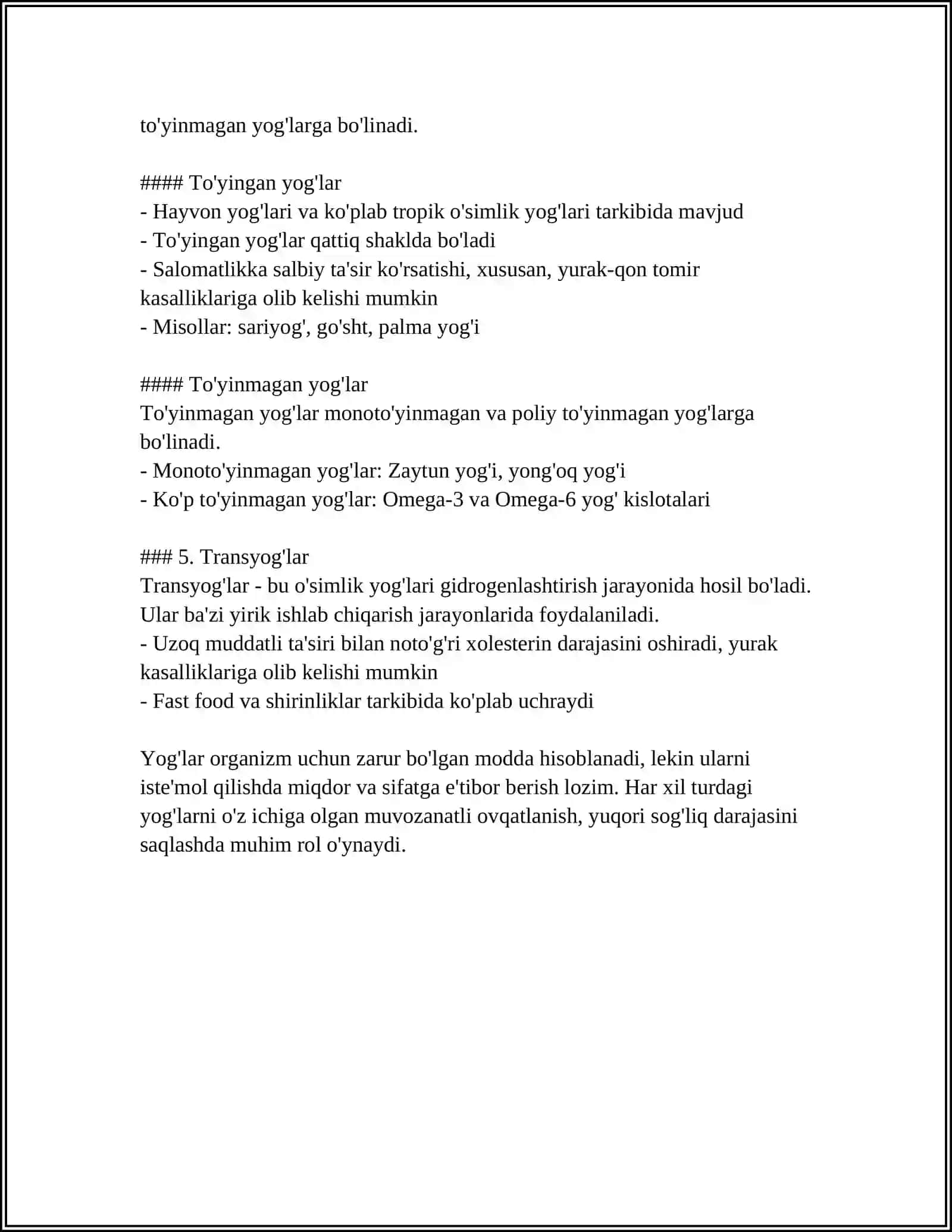 Yog'larning turli turlari 4