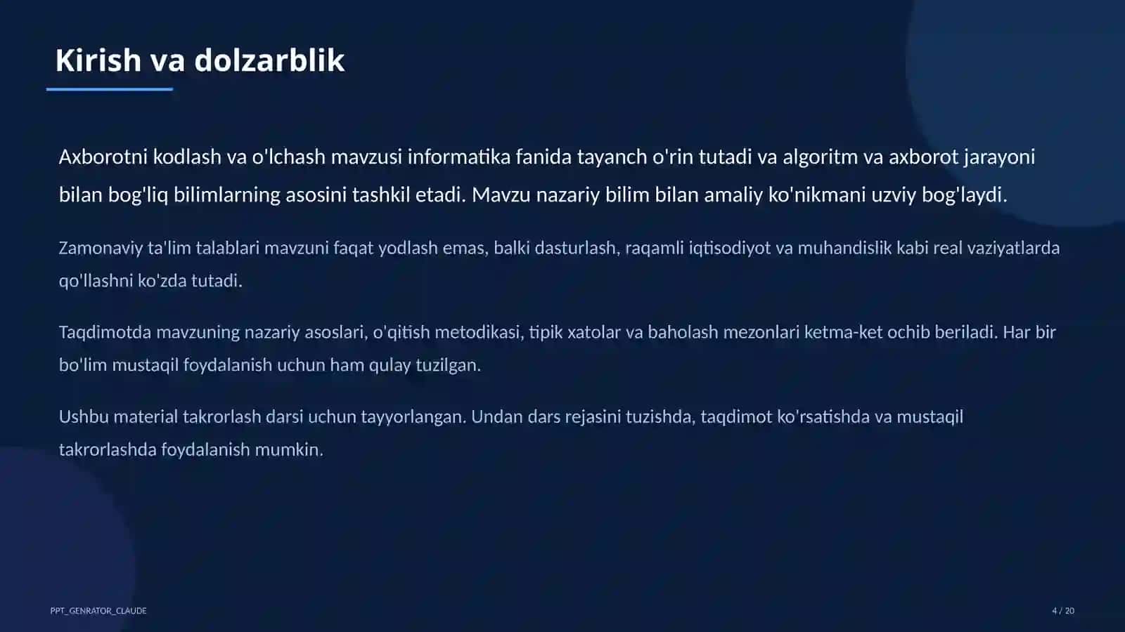 Axborotni kodlash va o'lchash (7-sinf) 4