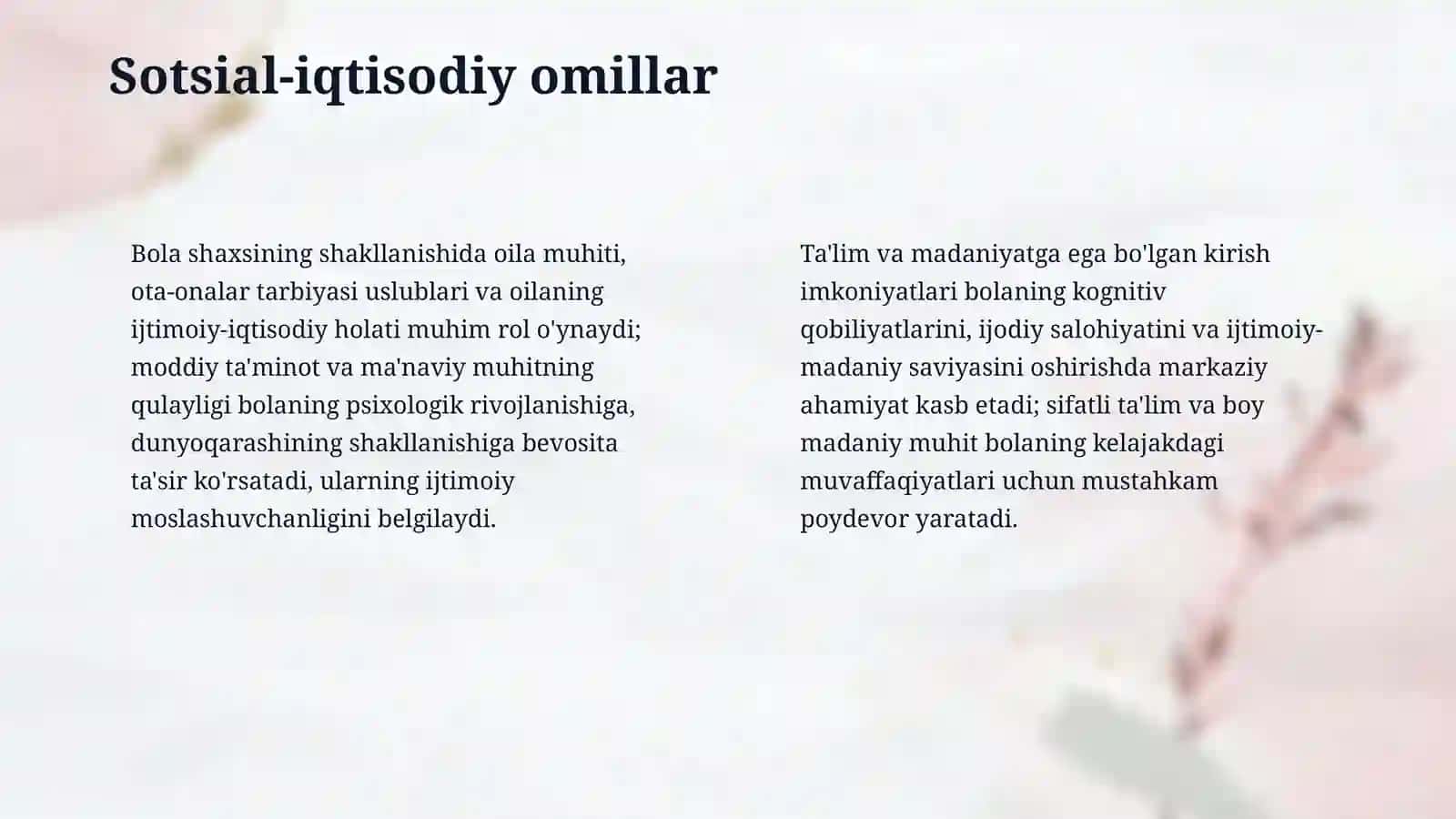Bola shaxsalrining rivojlanish omillari 4