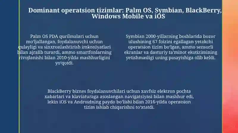 Mobil operatsion tizimlarning rivojlanish tarixi 4