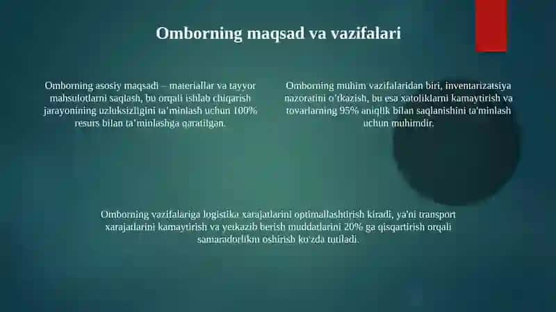 Omborxoʻjaligini tashkil etish 4