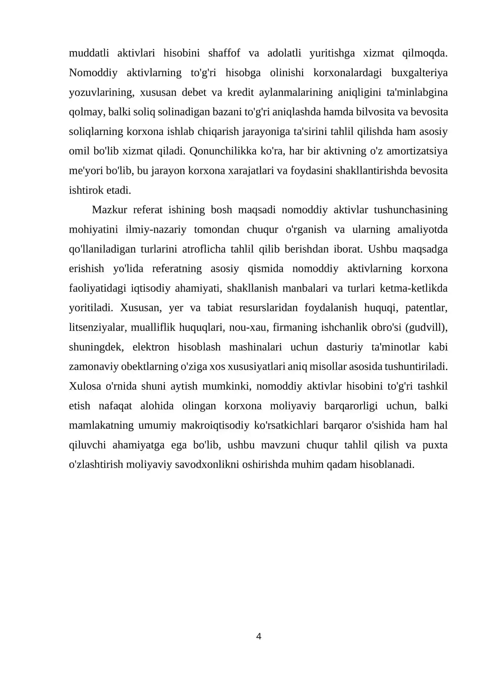 Nomoddiy aktivlar tushunchasi. Nomoddiy aktivlarning turlari 4