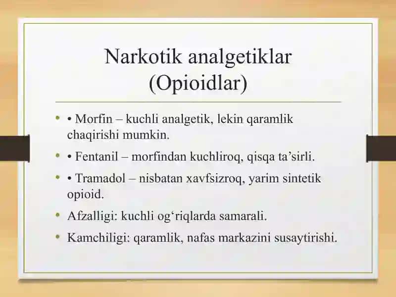 Zamonaviy og'riqsizlantiruvchi dori vositalar 4