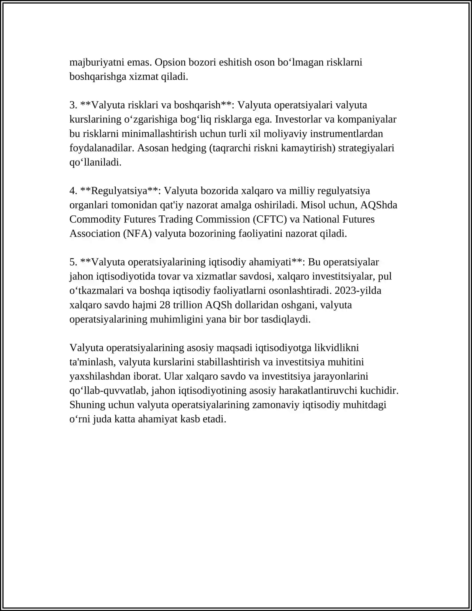 VALYUTA OPERATSIYALARI HISOBI 4