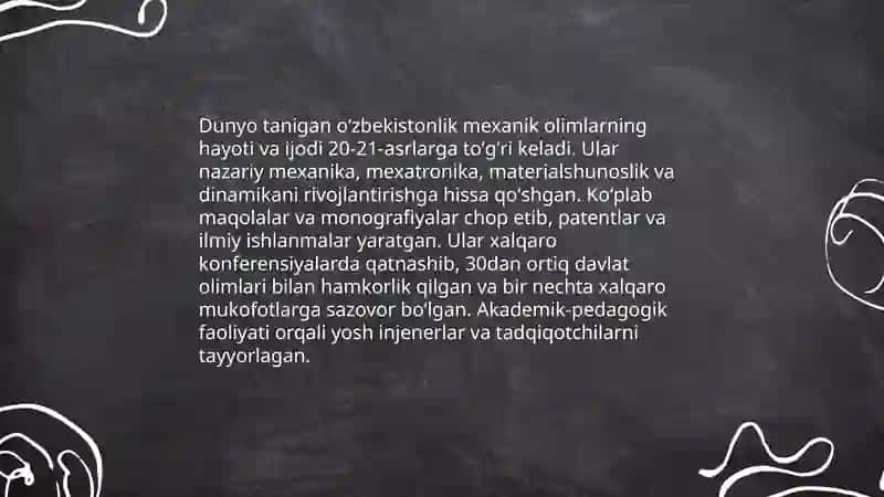 Dunyo tanigan Oʻzbekistonlik mexanik olimlar 4