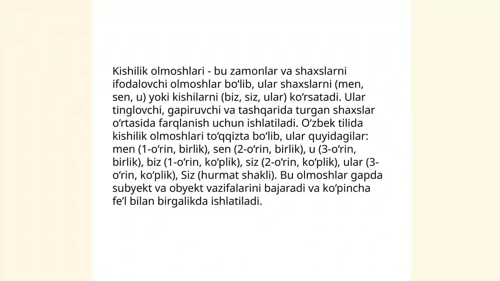 Boshlanğich sinfda olmosh sõz turkumi 4