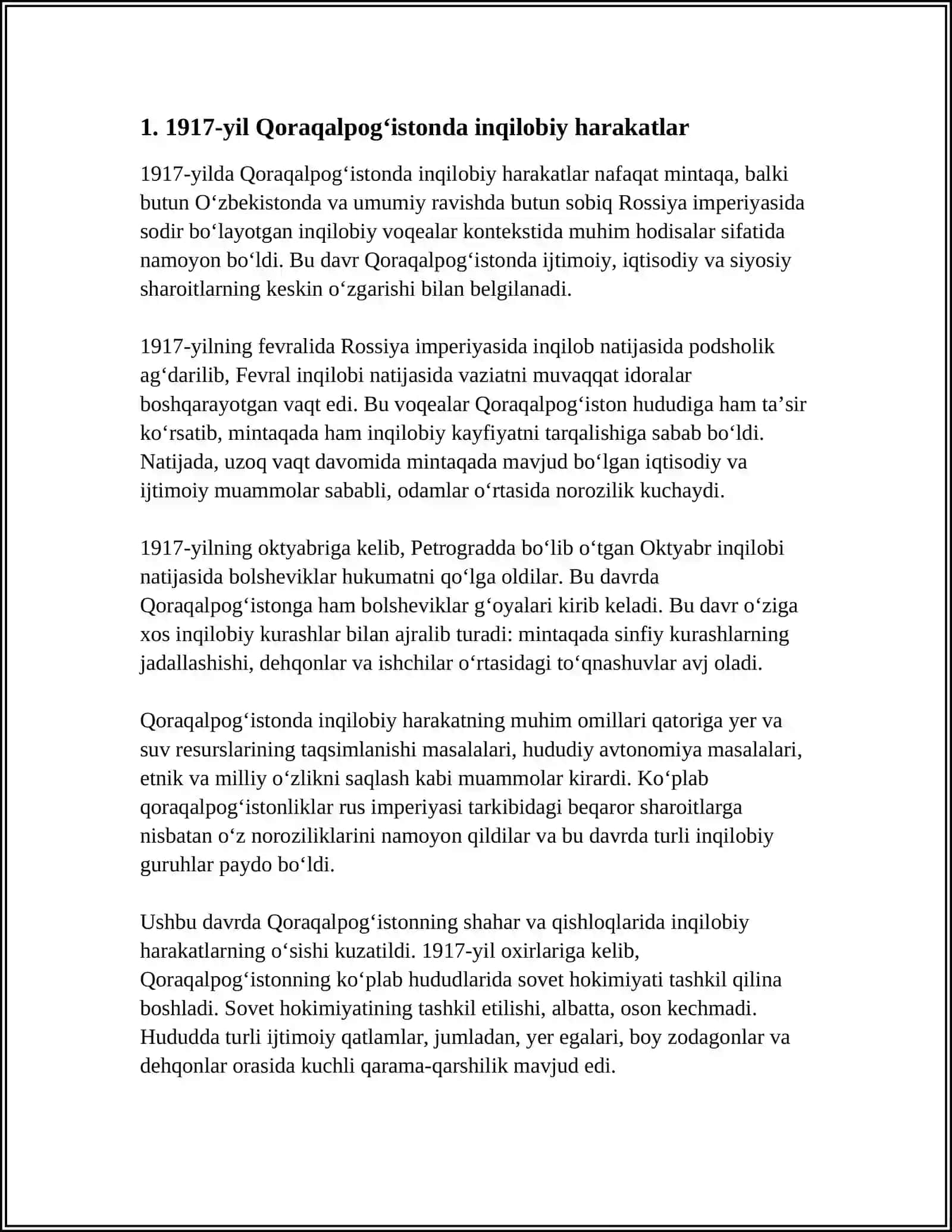 1917-1991 YILLARDA QORAQOLPOG’ISTON (SOVET XOKIMIYATINI O’RNATILISHI VA MUSTAHKAMLANISHI) 4