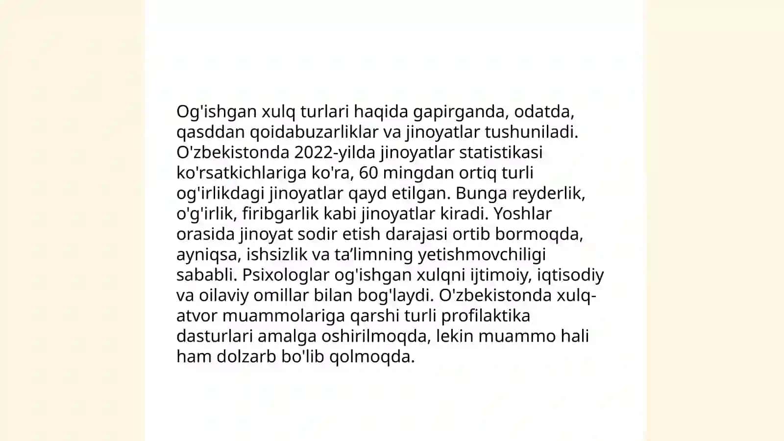 Og'ishgan xulq klasiffikatsiyasi 4