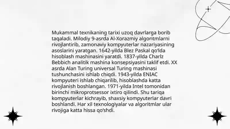 Mukammal texnika deganda nimani tushunasiz 4
