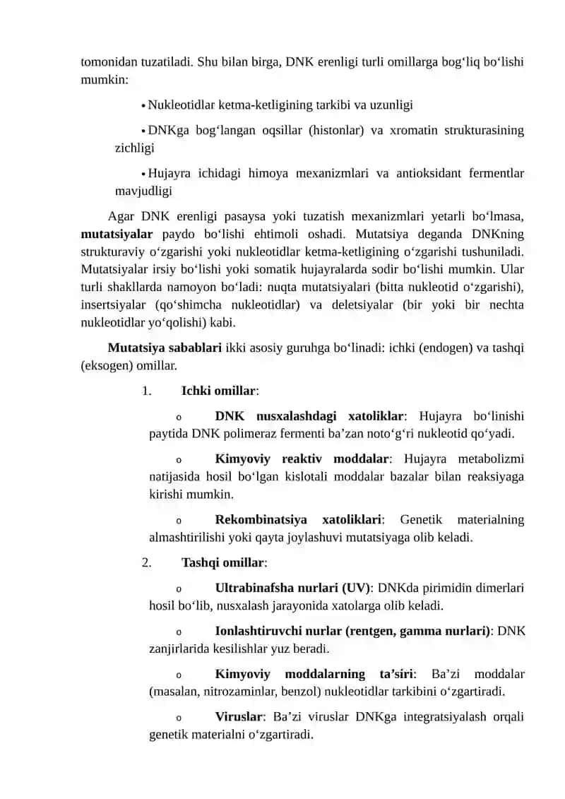 DNK, RNK va mutatsiya sabablari 4
