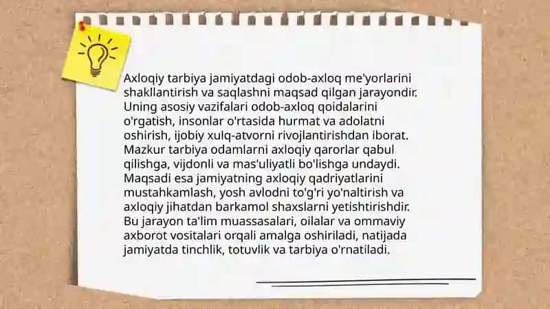 Ma’naviy- axloqiy tarbiya haqida tushuncha. Aqliy tarbiya haqida tushuncha. 4