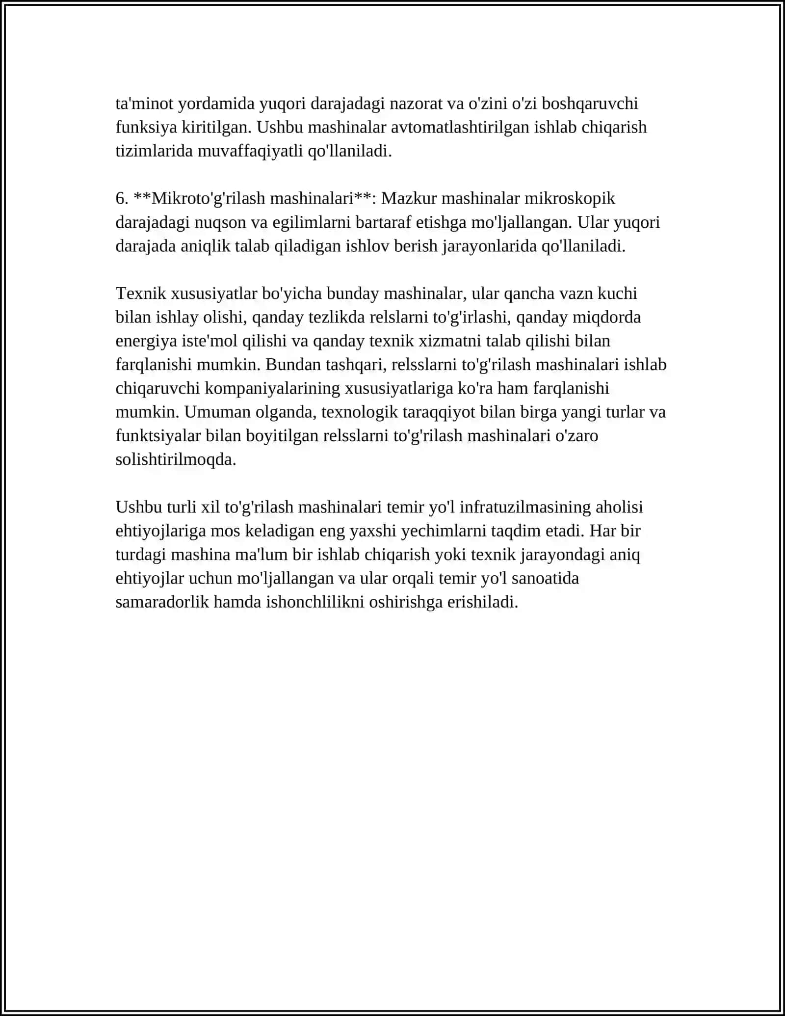 RELSLARNI TO'G'RILASH MASHINALARINI ISHLATISH VA TEXNIK XIZMAT KO'RSATISH ASOSLARI 4