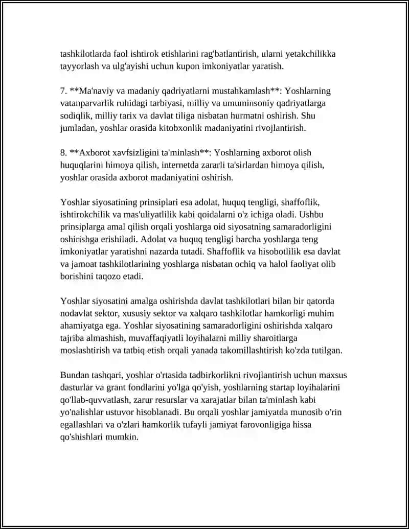 YOSHLARGA OID DAVLAT SIYOSATINING USTIVOR YUNALISJLARI 4