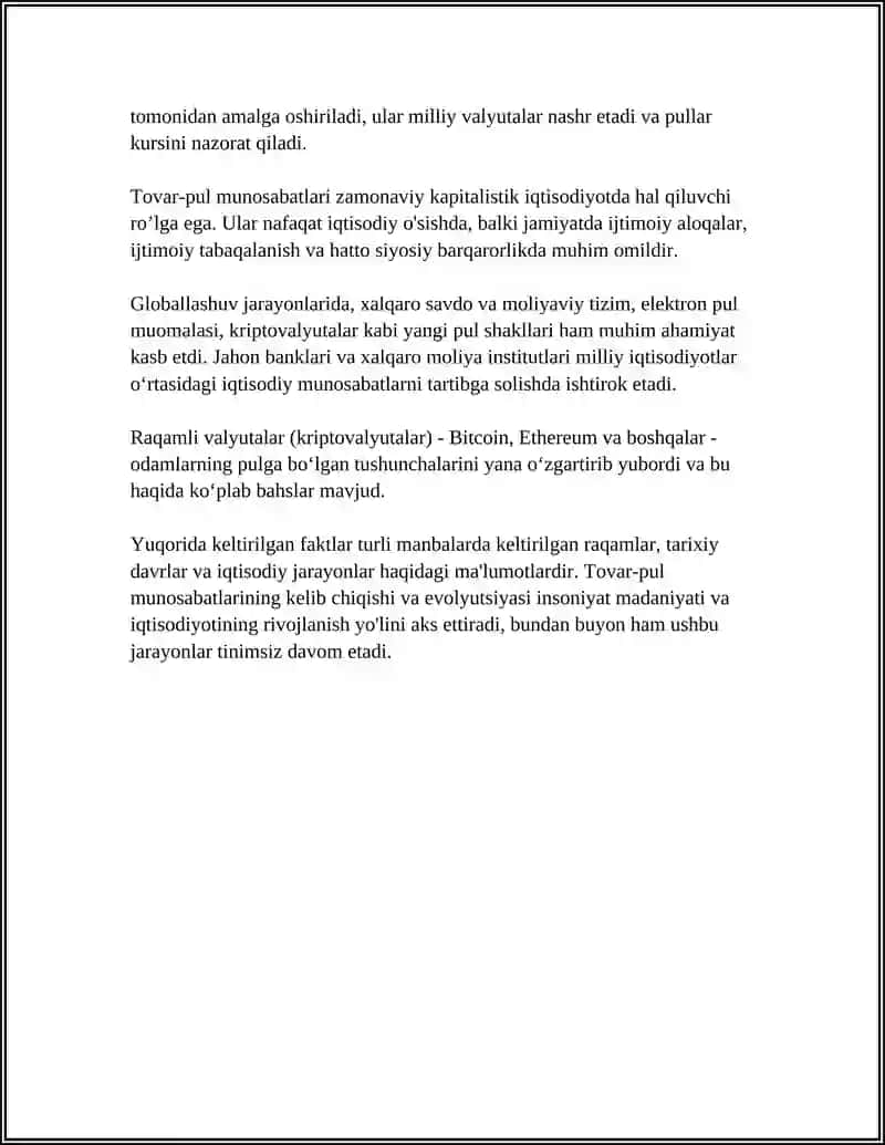 TOVAR PUL MUNOSABATLARI 4