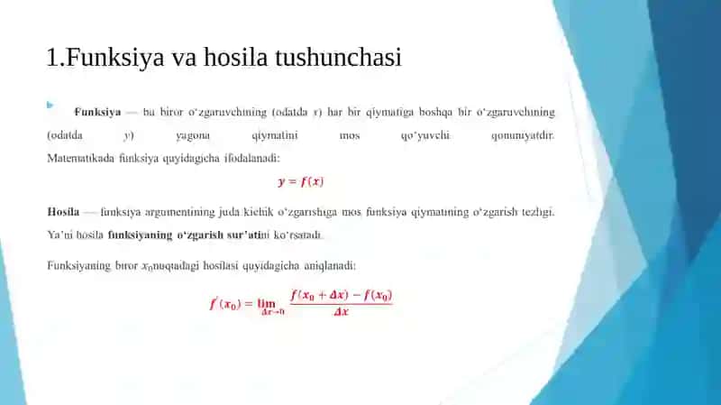 FUNKSIYALARNI HOSILA YORDAMIDA TAHLIL QILISH 4
