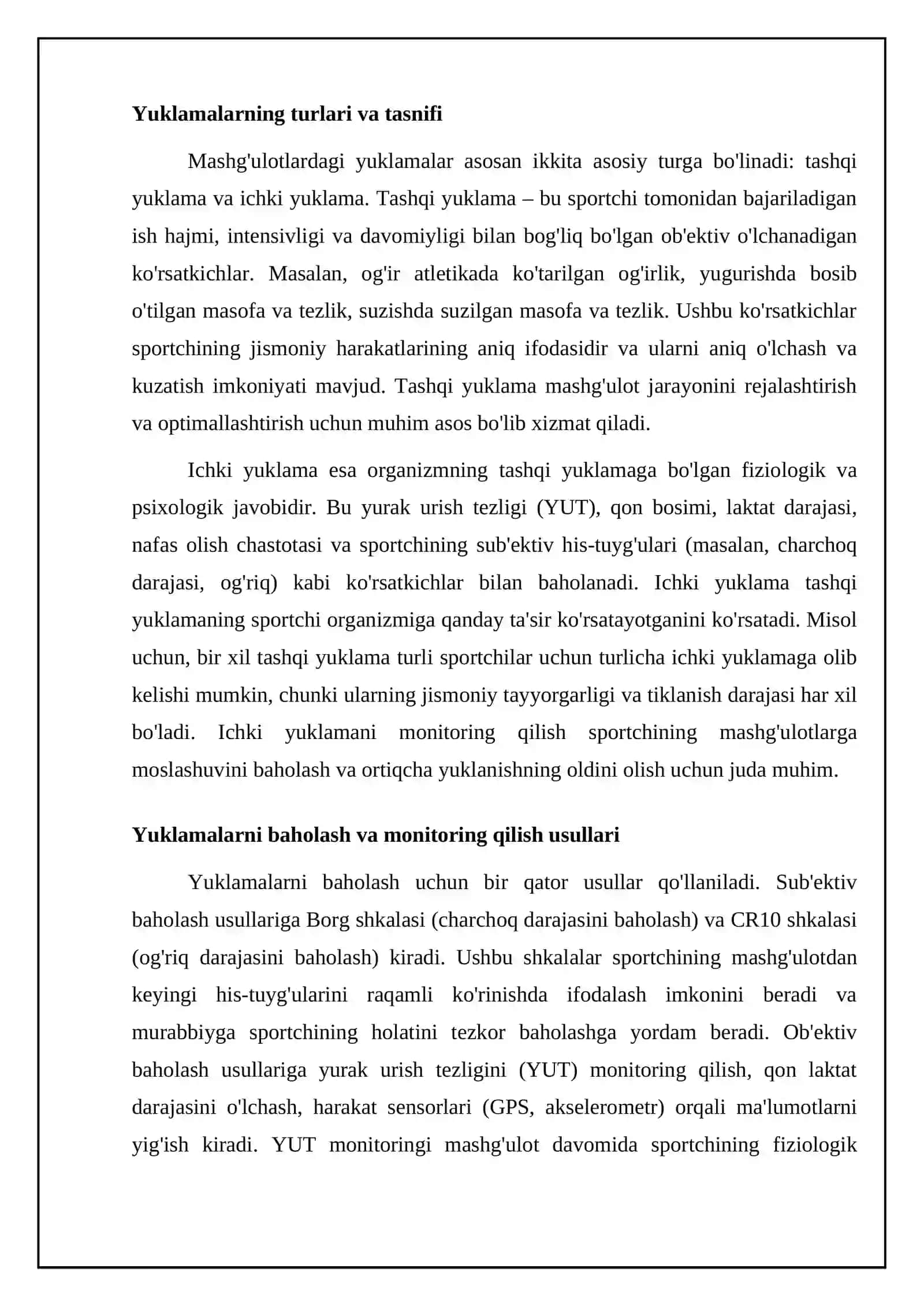 REFERAT: Mashgʻulotlarda yuklamalarni nazorat qilish 4