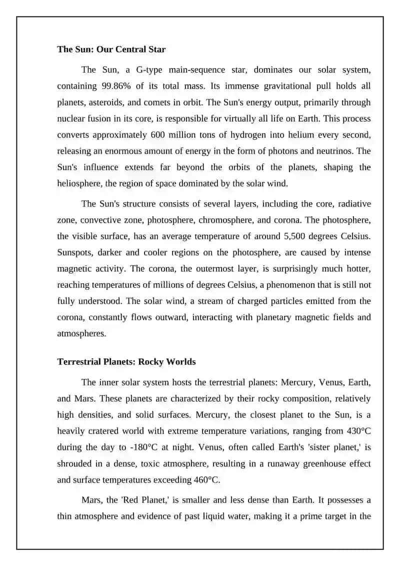 Independent Work: Earth and planets in the solar system 4