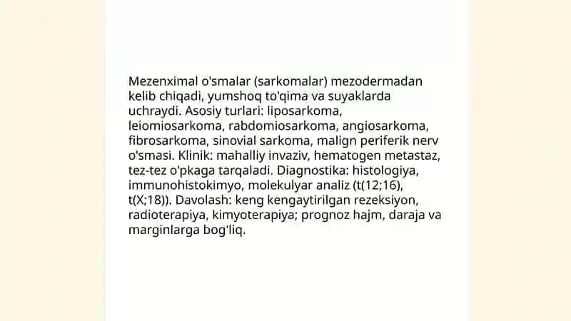 Toqima patalogiyasi o'sma turlari 4