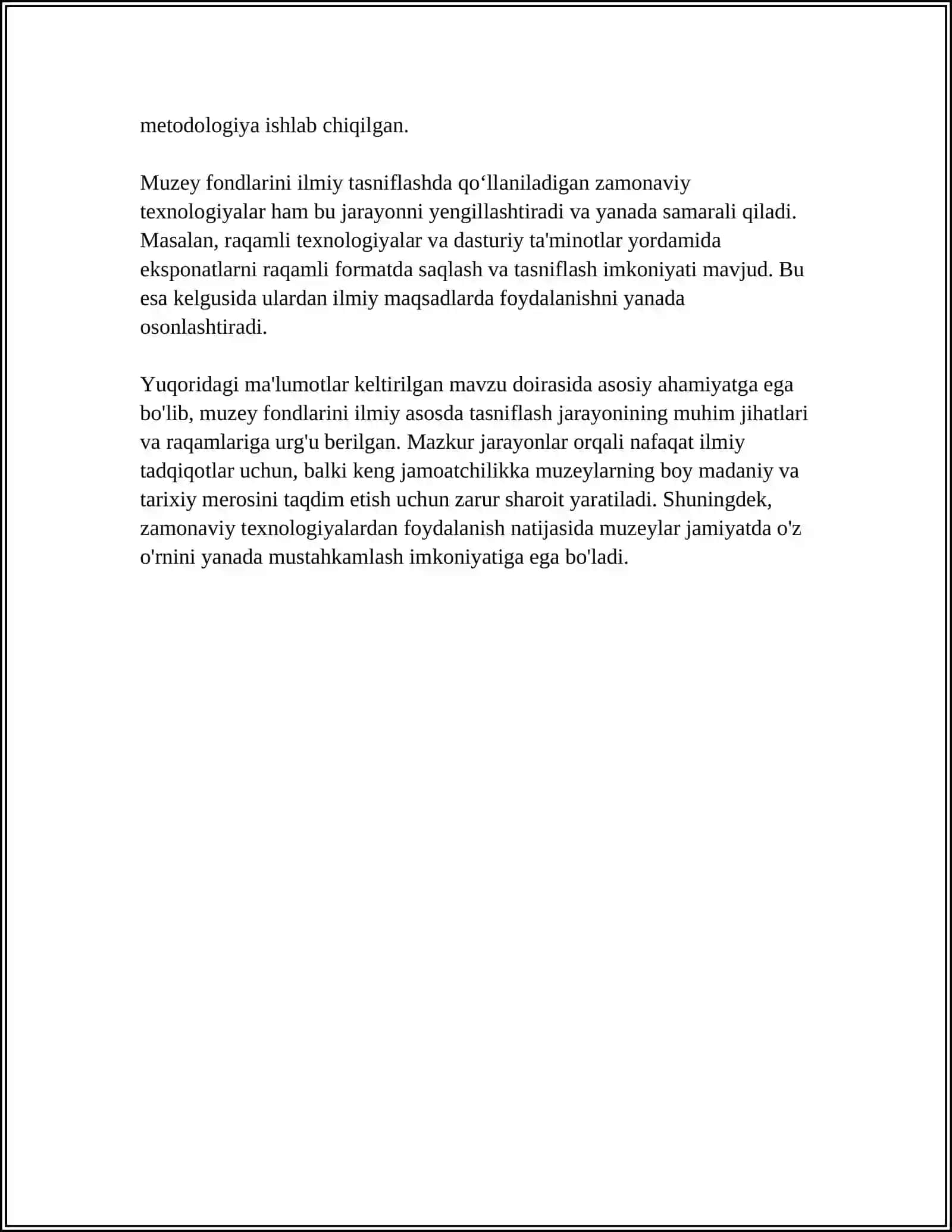 MUZEY FONDLARINI ILMIY ASOSDA SHAKLLANTIRISH 4