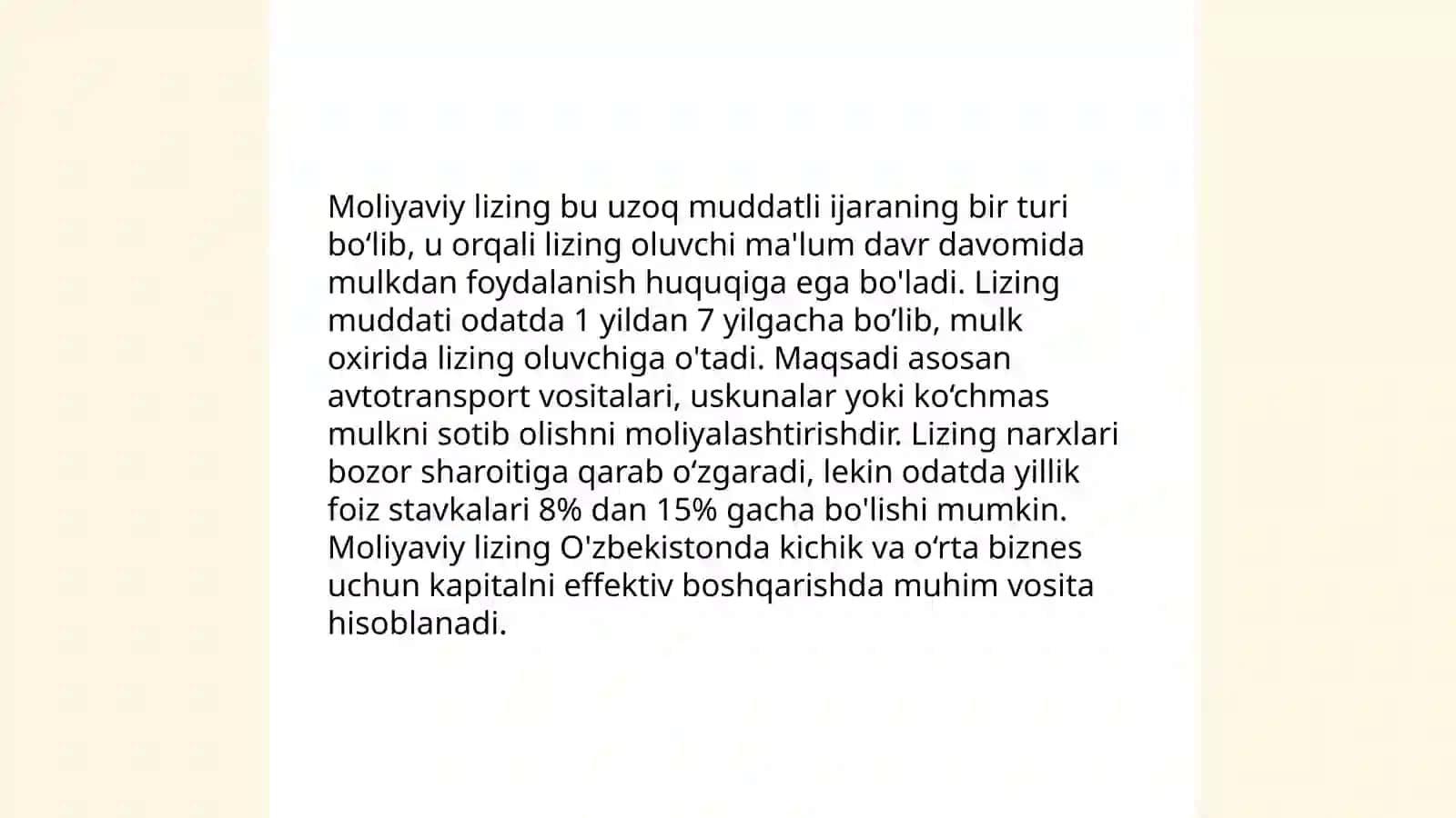 Lizing operatsiyalari turlari va ularning bank amaliyotidagi xususiyatlari 4