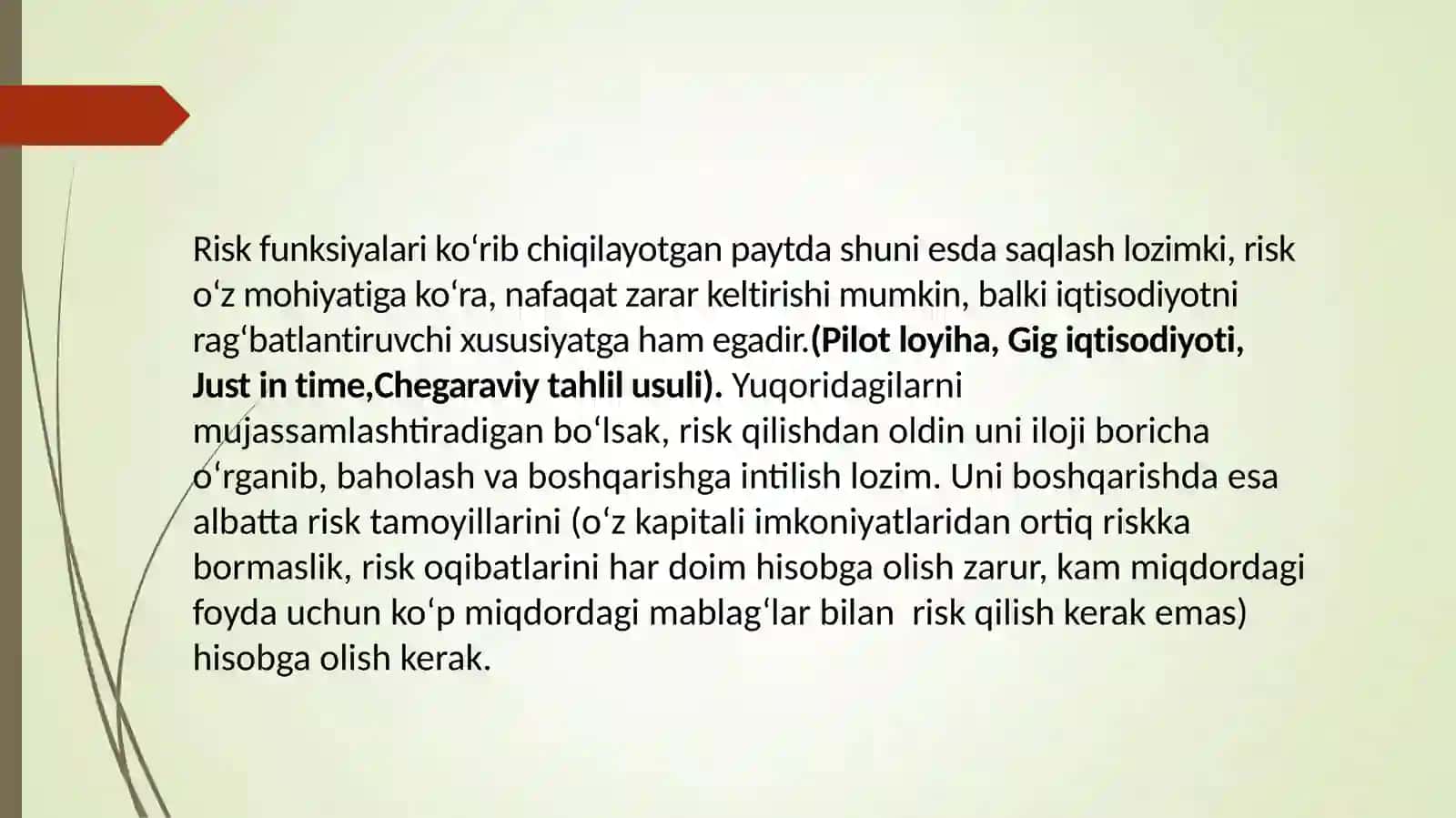 Riskboshqaruvi.Investitsiyastrategiyasi.Sug‘urta.Biznesboshqaruvidadavlatningo‘rni 4