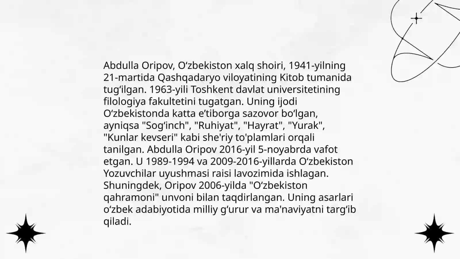Abdulla Oripovning asarlari 4