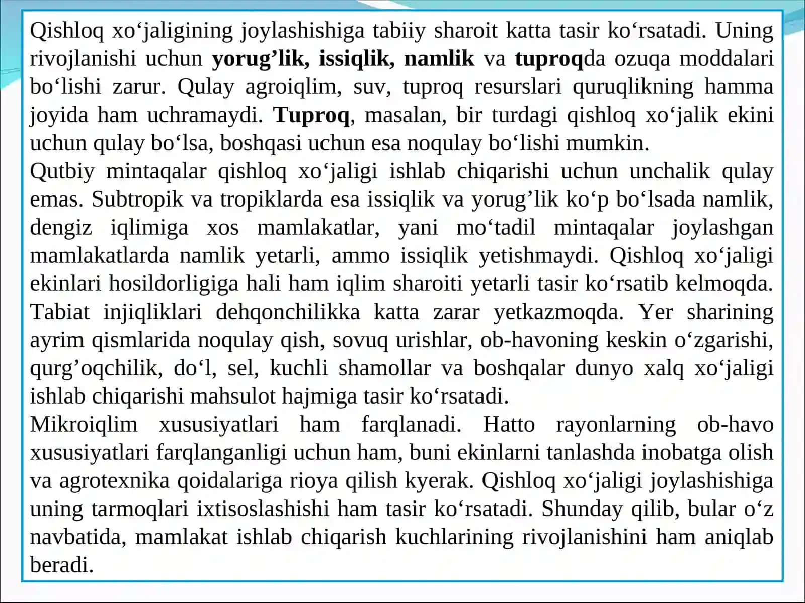 Jahon qishloq xo’jaligi geografiyasi 4