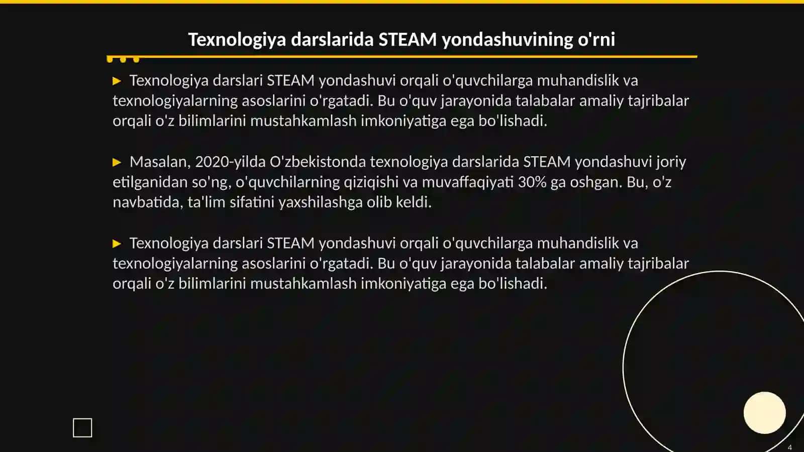 STEAM ta'limi fanlararo yondashuv (STEAM Education) 4