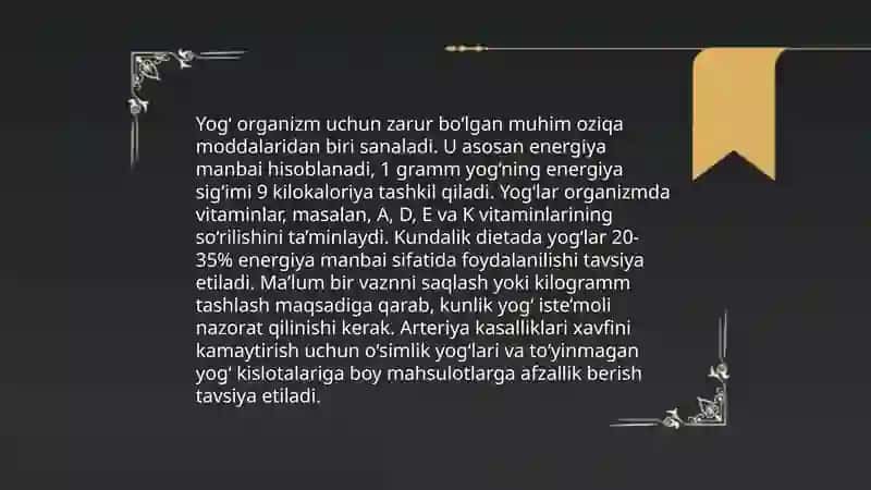 Oziq ovqat yoğlari 4