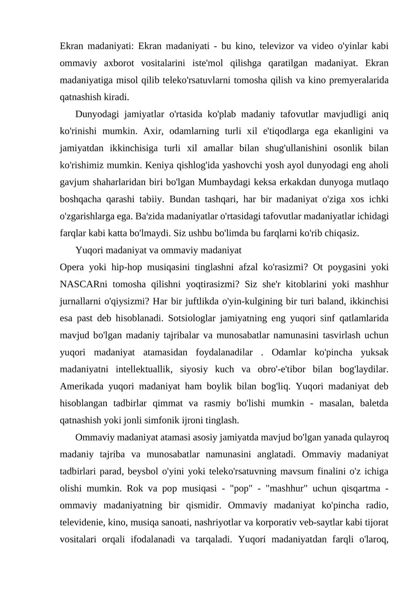 Ommaviy madaniyatning shakllanish tarixi va uning turlari 4