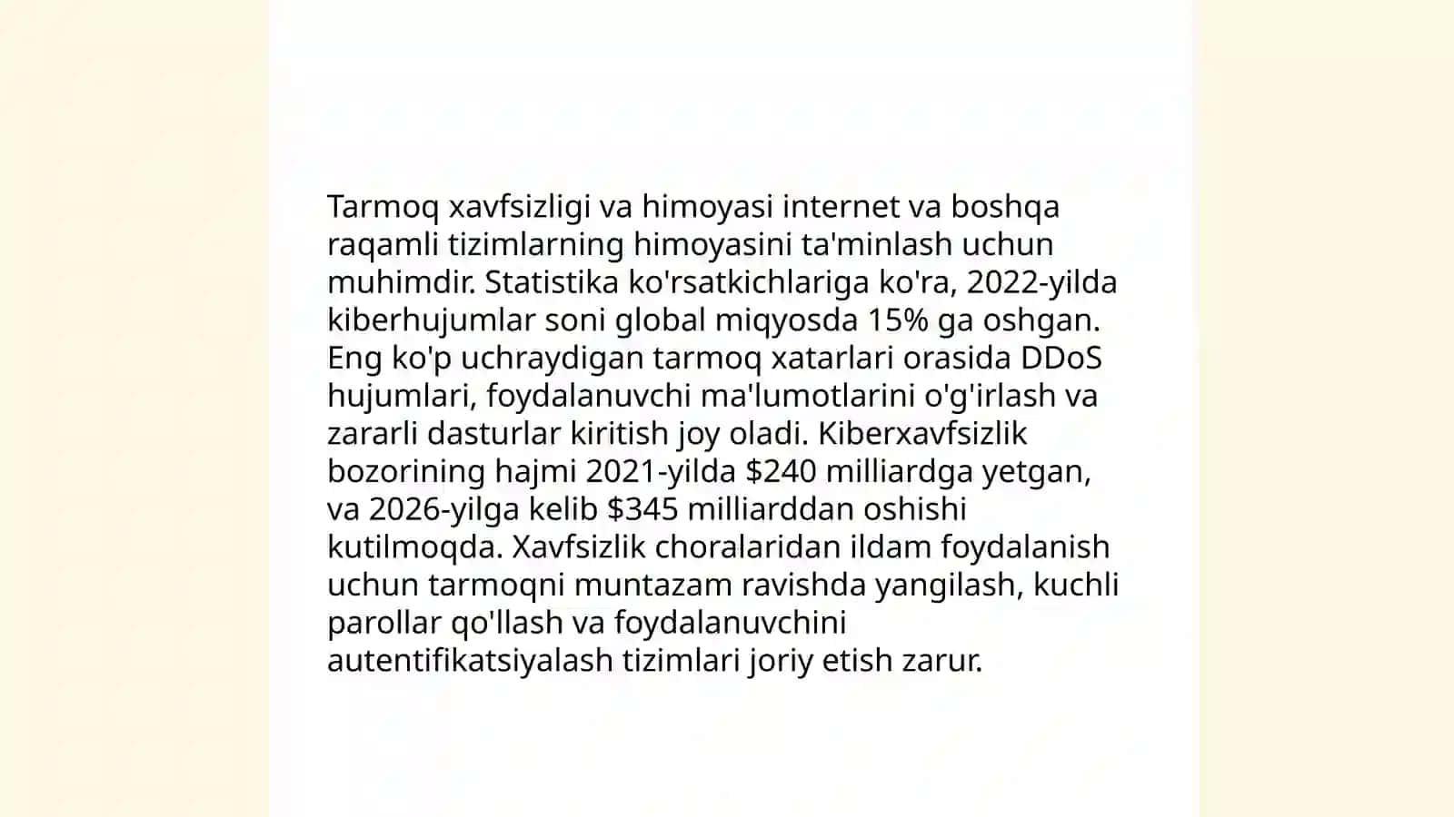 Tarmoq texnalogiyalari. Tarmoq operatsion tizimida ishlash 4