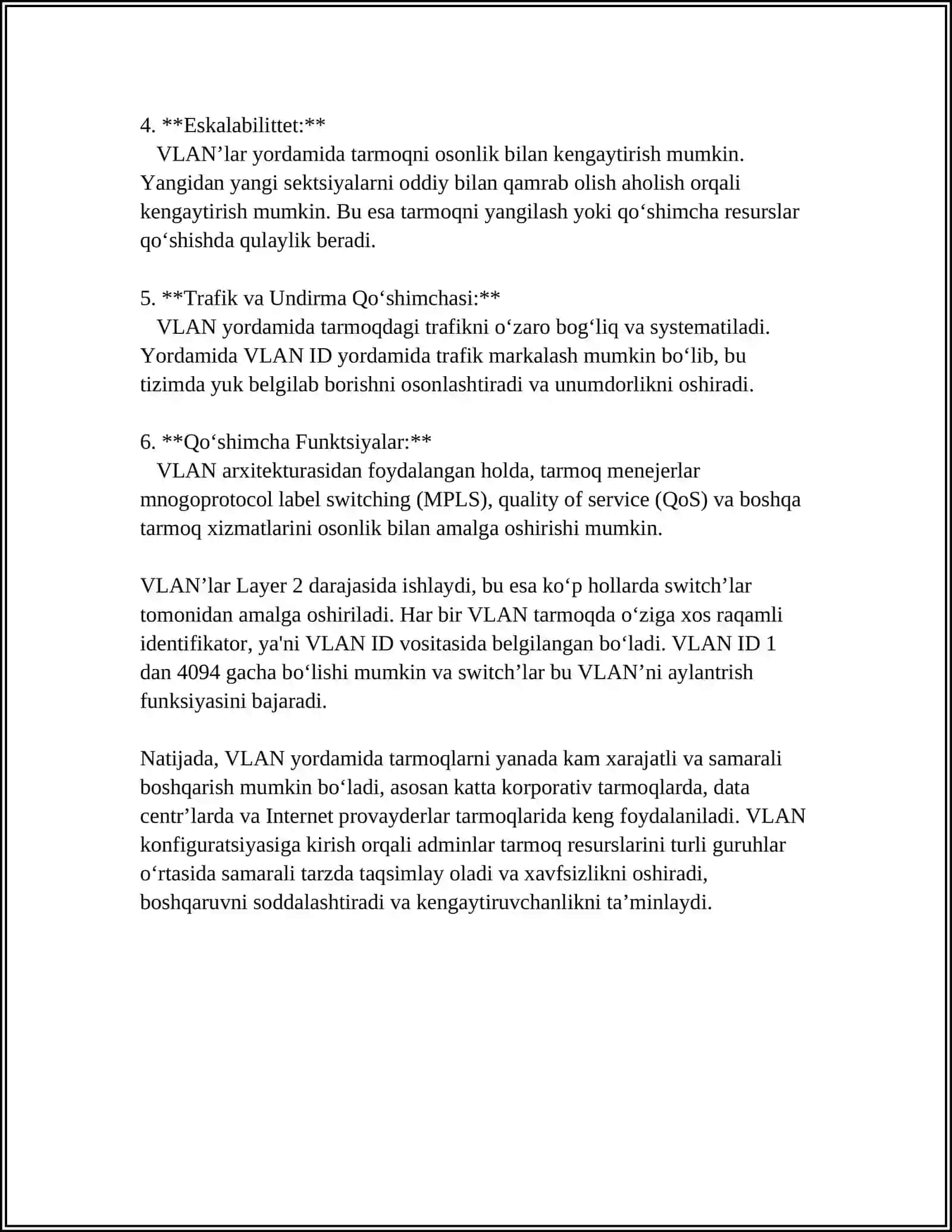 VLAN KONFIGURATSIYASI 4