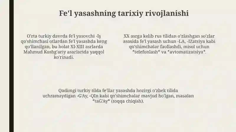 Fe’lning yasalishi 4