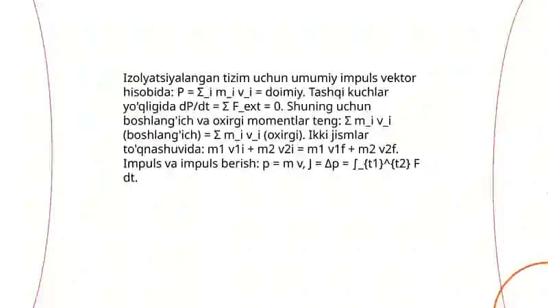 Impulsning saqlanish qonuni 4