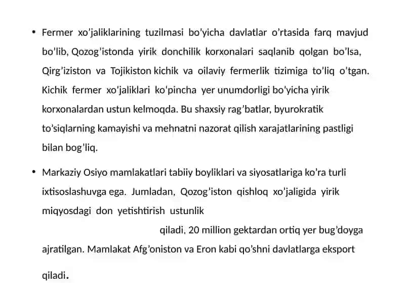 Markaziy Osiyoning qishloq xojaligi 4
