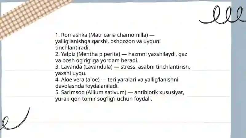 Dorivor oʻsimliklar 4