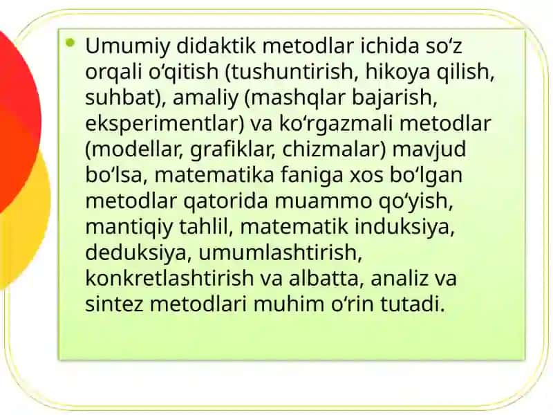 Matematika o'qitish metodlari 4