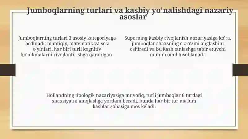 Kasb-hunargayo'naltirishdaboshqotirmalardanfoydalanish 4