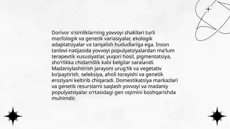 Madaniy dorivor o'simliklarning kelib chiqishi 4