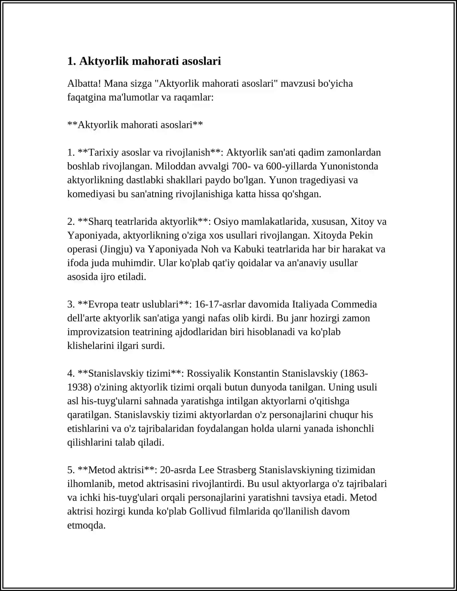 AKTYORLIK MAHORATI ELEMENTLARI 4