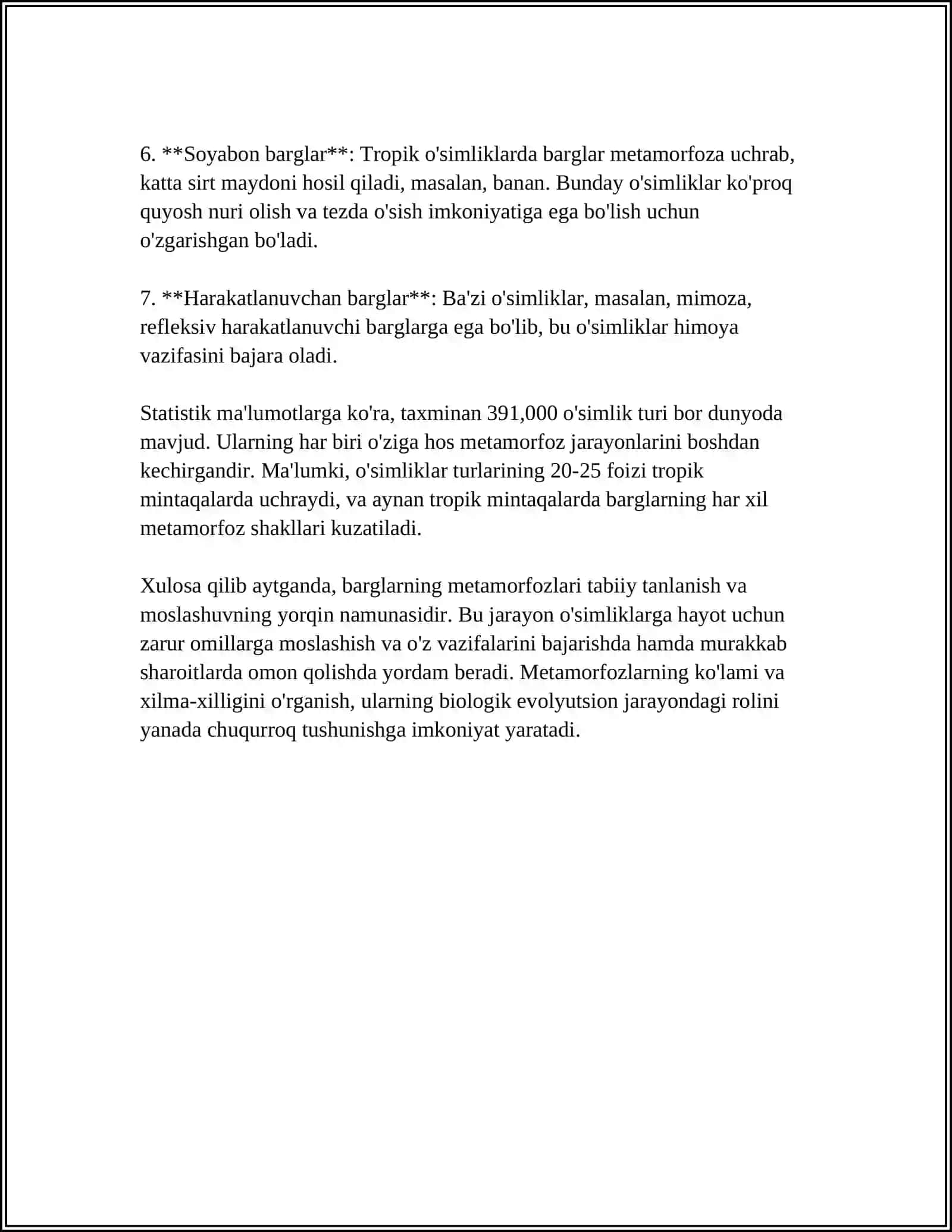 OʻSIMLIKLAR ORGANLARINING METAMARFOZI 4