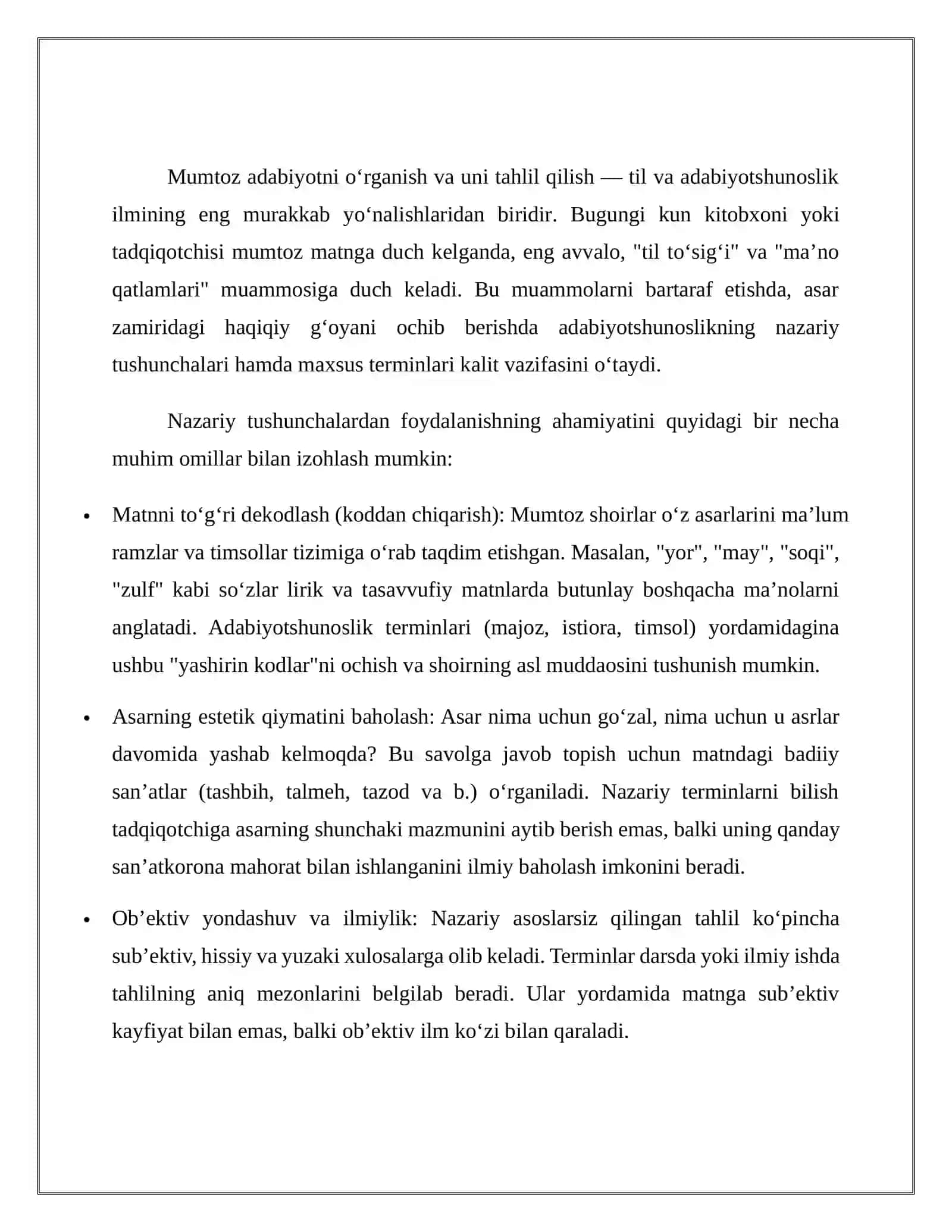 ”O‘zbek adabiyotini o’qitish metodikasi” fanidan 4