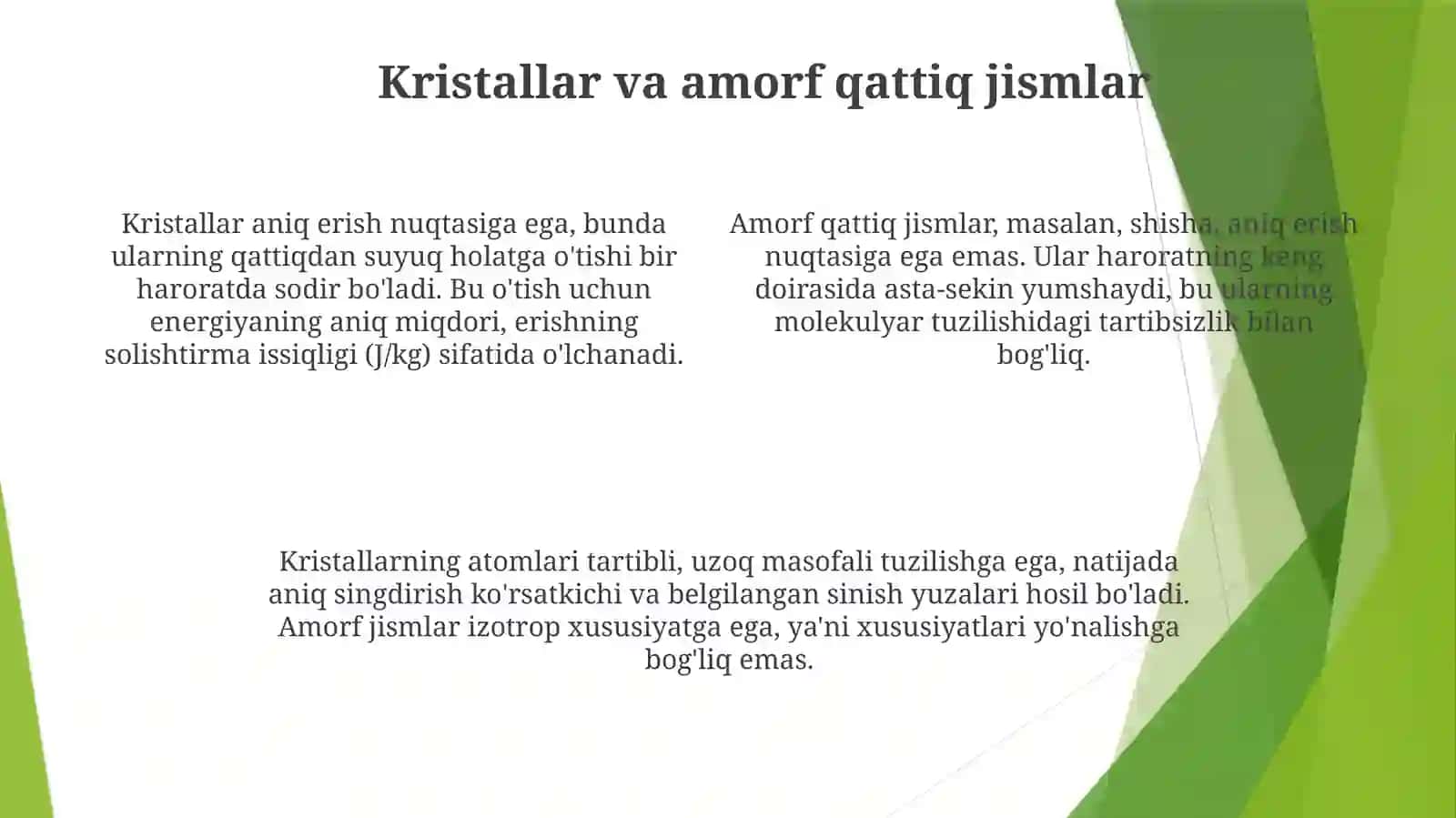 Moddaning solishtirma erish issiqligi 4