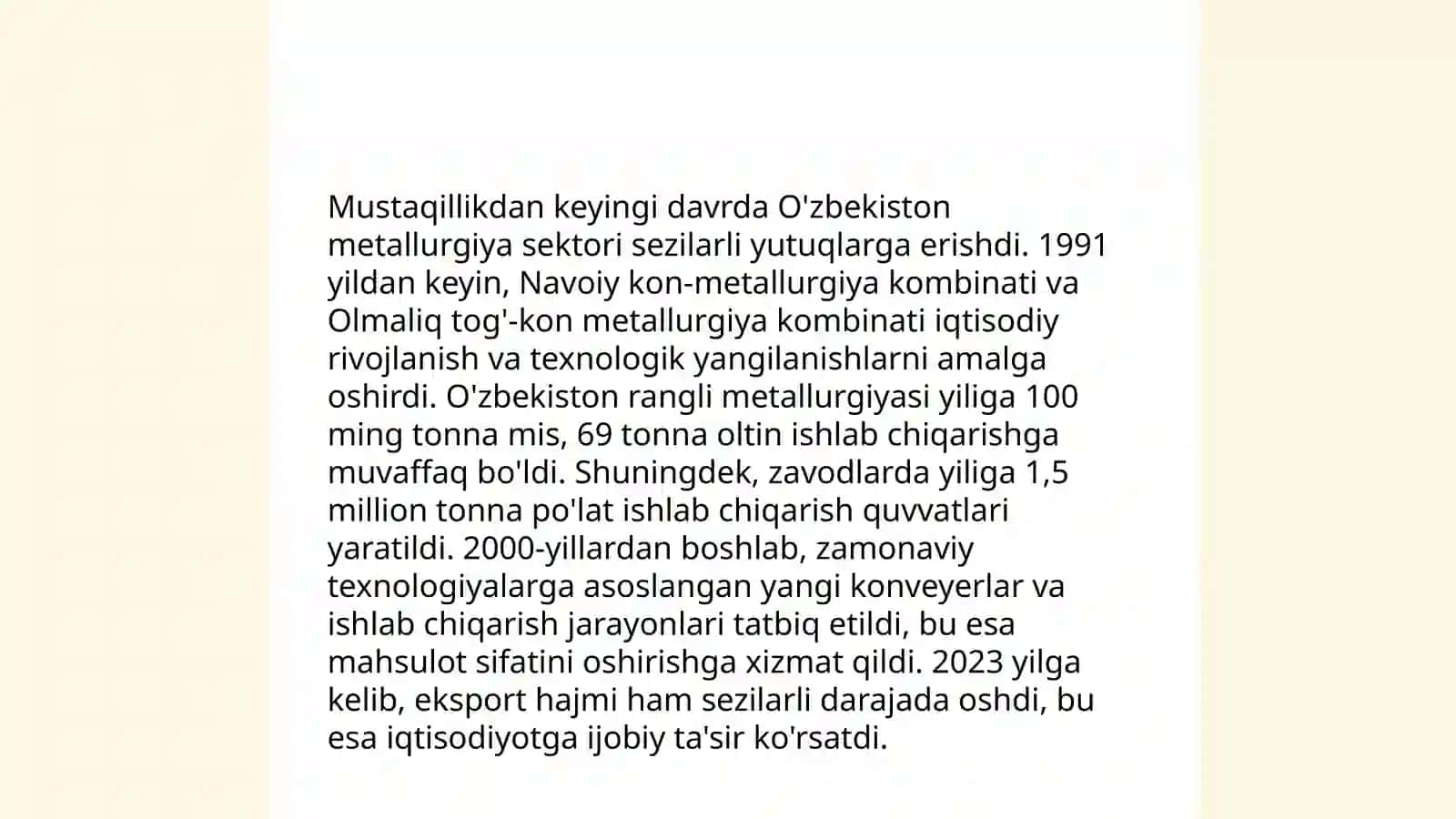 Oʻzbekistonda metallurgiya sanoati 4