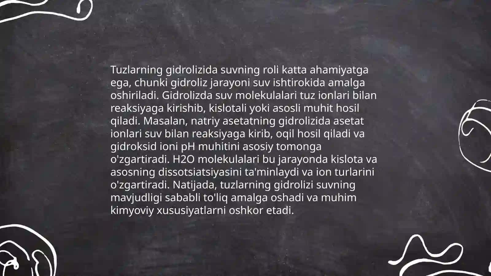 Tuzlarning gidrolizi va ularning ahamiyati 4