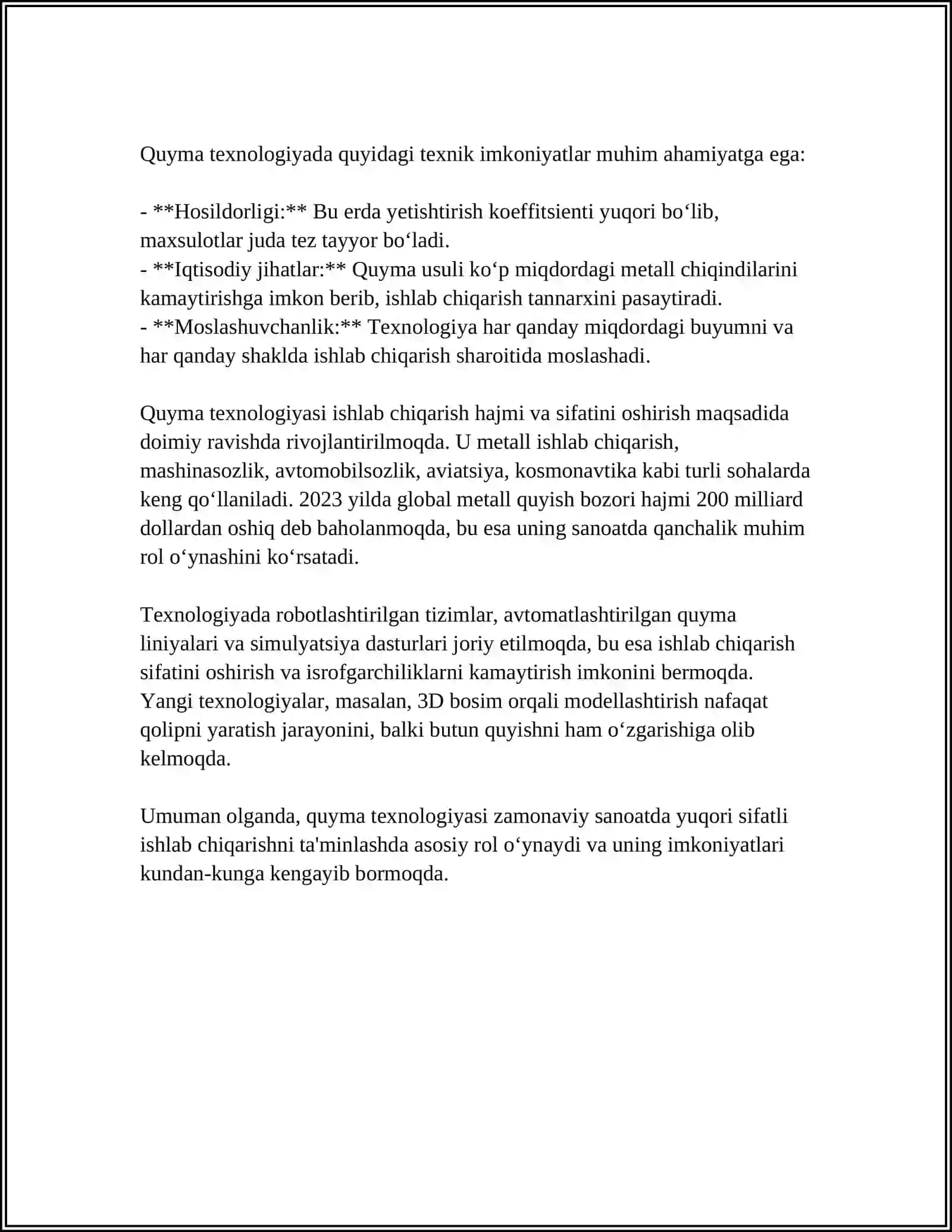 QUYMAKORLIK USULINING AFZALLIKLARI VA KAMCHILIKLARI 4