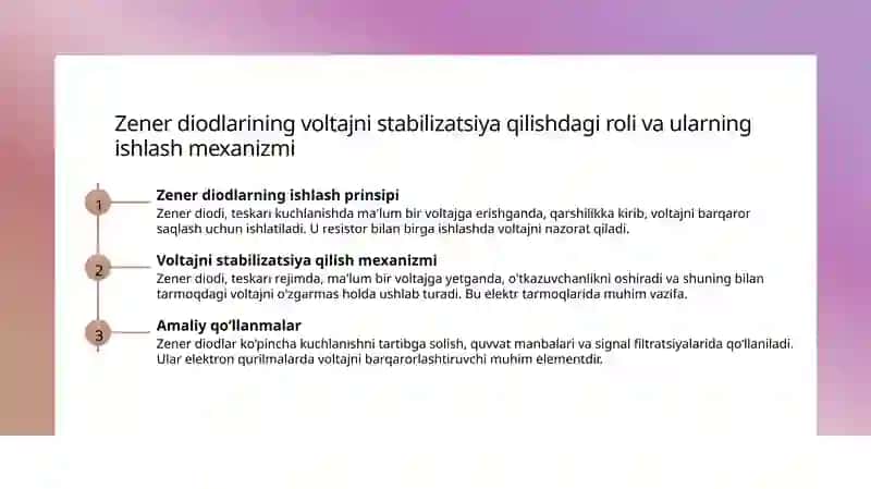 MT4Diodlarning turlari(zener, LED, Schottky) va ularning amaliy qo‘llanilishi 4