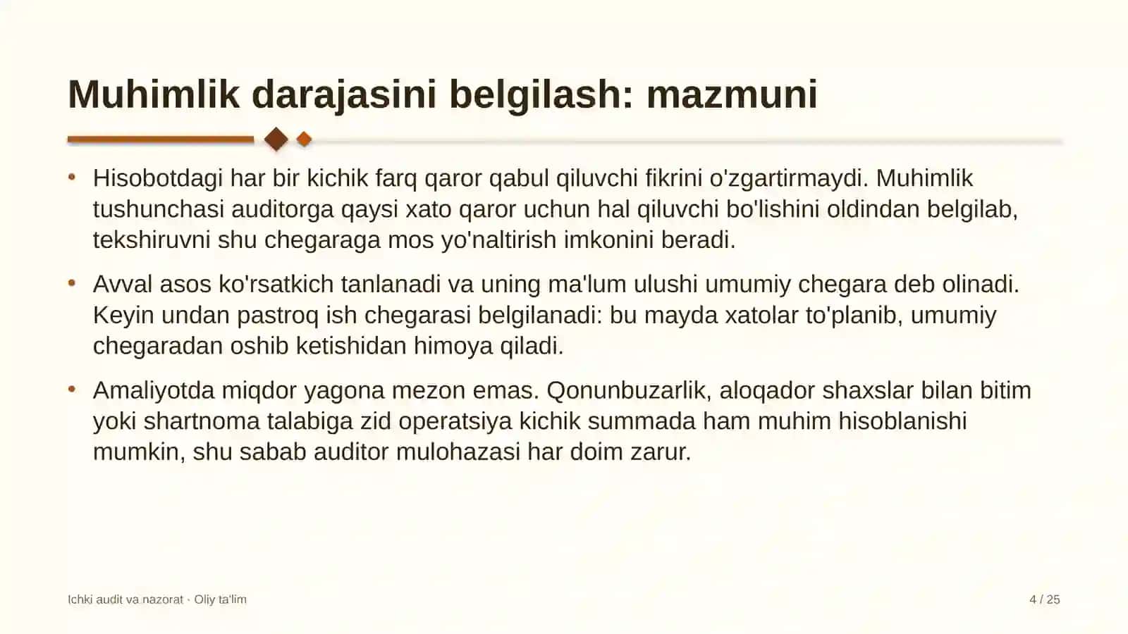 Ichki audit va nazorat · Oliy ta'lim 4