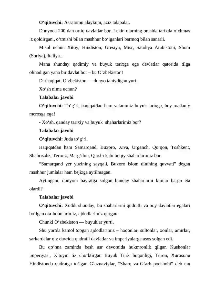 "Boqiy shaharlarimiz" darsi 4