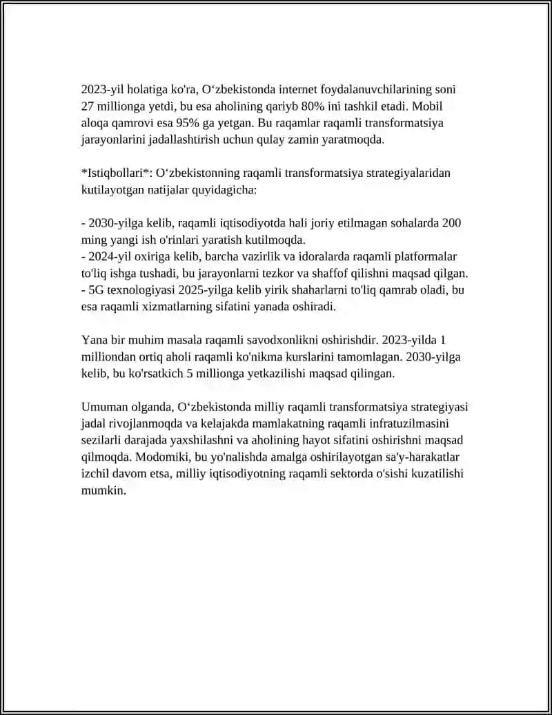 O‘ZBEKISTON RESPUBLIKASI RAQAMLI TRANSFORMATSIYA TAHLILI 4